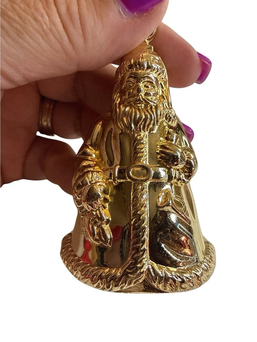 Godinger Santa Claus & Bell Candle Snuffer Gold Tone Christmas Holiday Decor